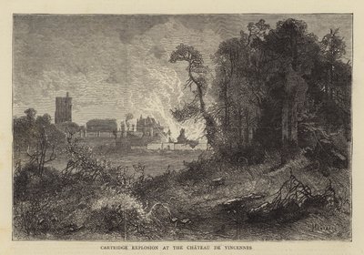 Patroonexplosie bij het Château de Vincennes door Charles Auguste Loye